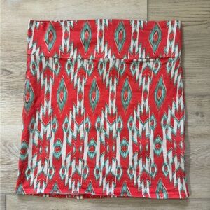 Charlotte Russe Vibrant Coral and Aqua Pencil Skirt